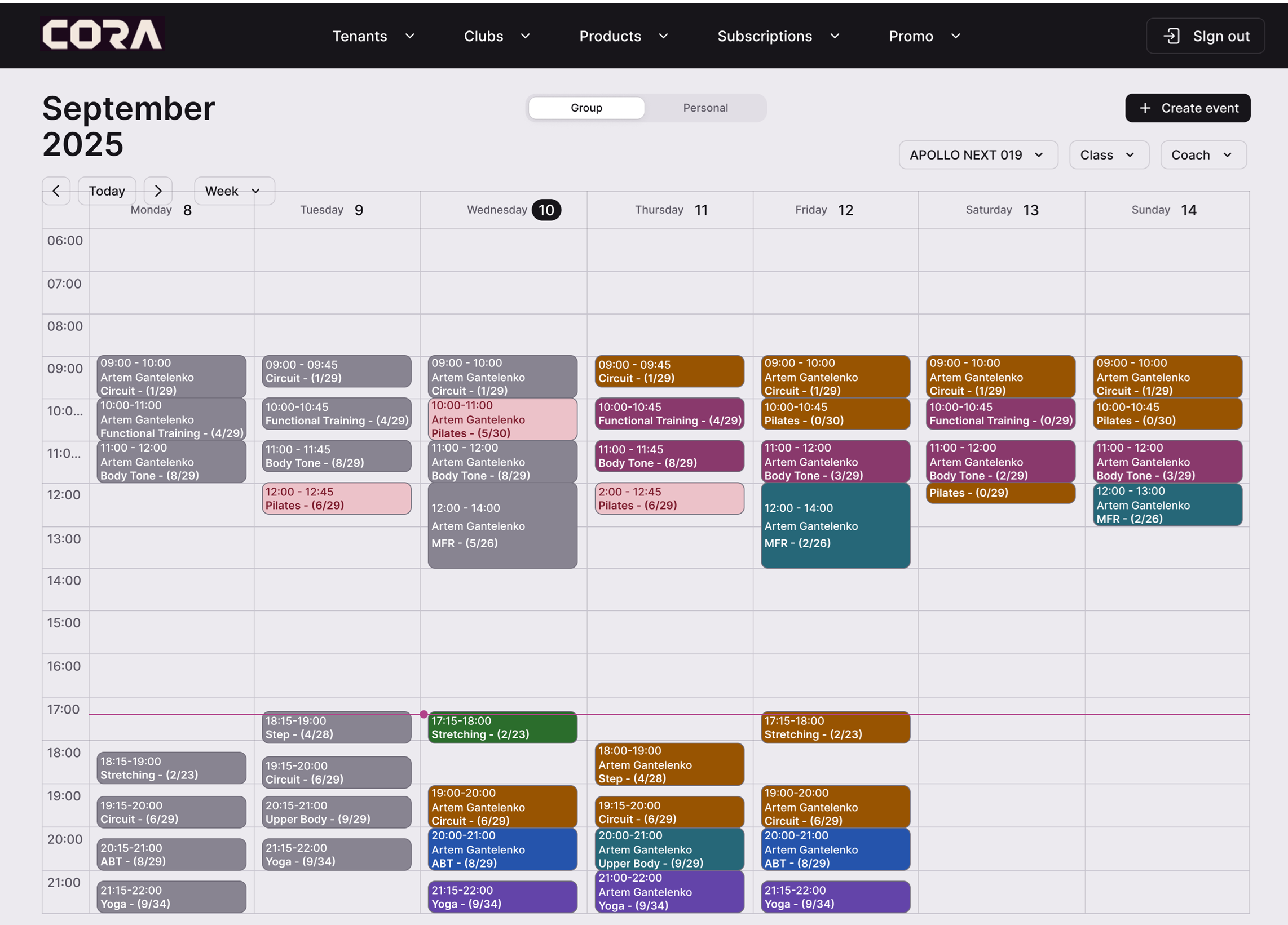 CORA Trainer App — schedule and own training management