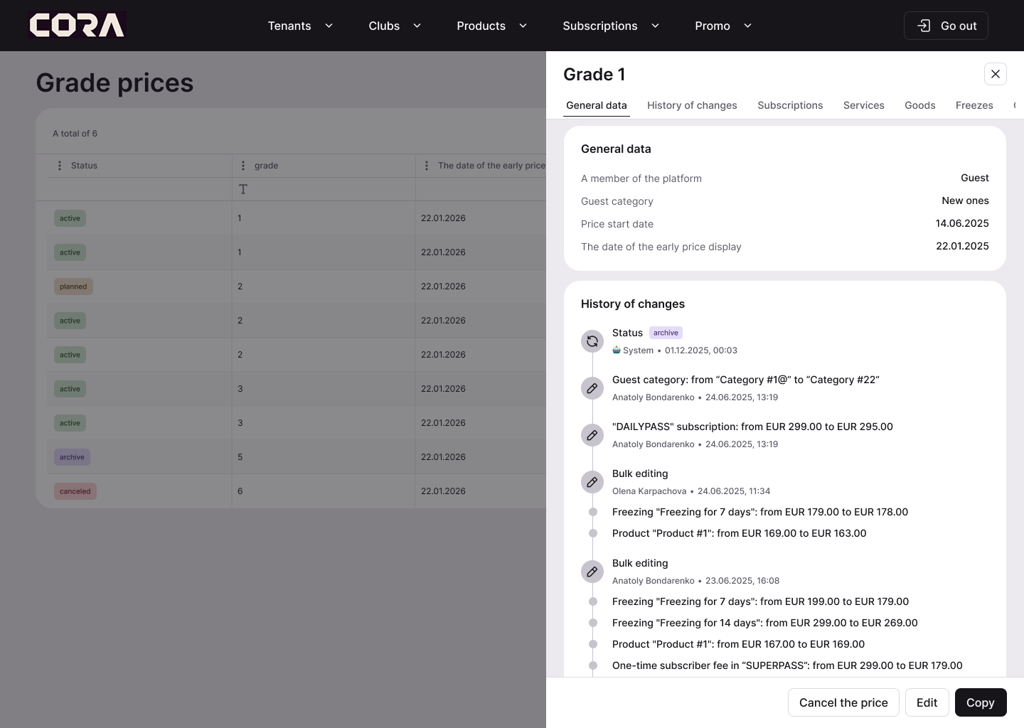 CORA Trainer App — earnings dashboard and transparent financials