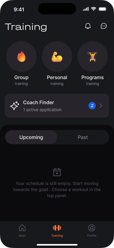 CORA Trainer App — Coach Finder direct client interaction
